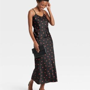 NWT 2 piece set! A New Day Black and White Slip Midi Skirt & matching camisole